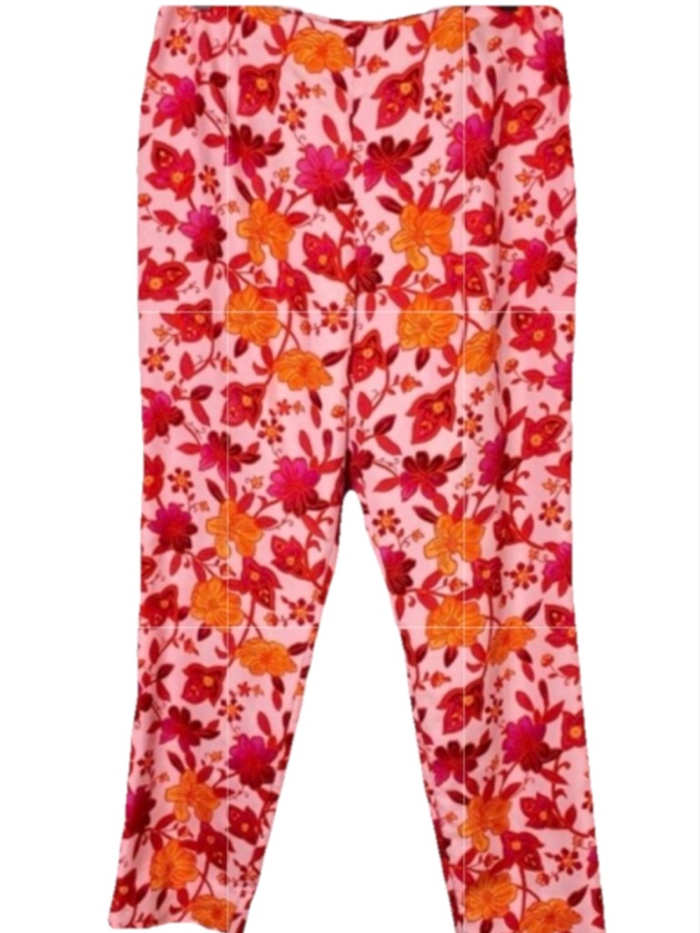 Vintage Ann Taylor Pink Floral Print Silk Straight Ankle Pixie Pants